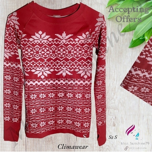 Climawear - Sz S - red seamless long sleeve rather tight sitting warming top - Picture 1 of 3